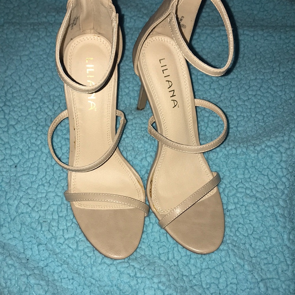 Strappy nude heels